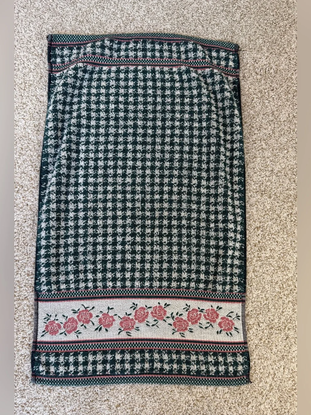 Vintage Priority by Santens 3 Pc Towel Set Rose Floral Houndstooth 80’s